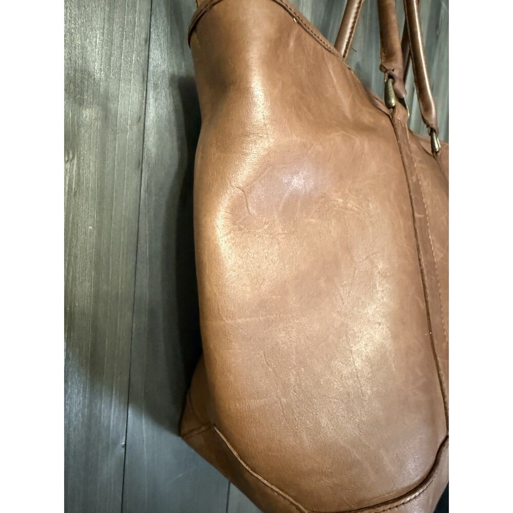 Vtg L.L. Bean Town & Field Wildlife Lining Leather Brown Tote Bag Shopper Travel - Picture 7 of 16